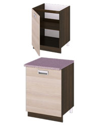 Шкаф кухонный с 1-й дверью для установки мойки ПМ-115.09 L Размер (Ш×Г×В): 600х600х860  Латте1 ― Мебель в Краснодаре