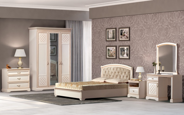 Спальня Парма Кремовый Белый ― Мебель в Краснодаре