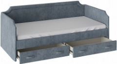 Кровать с мягкой обивкой и ящиками «Кантри» Тип 1 (900) ТД-308.12.02  Замша синяя (Ш×Г×В): 2060×960×82 ― Мебель в Краснодаре