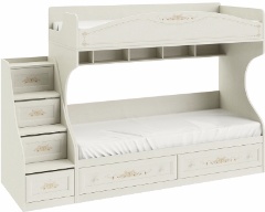Кровать двухъярусная с приставной лестницей «Лючия» СМ-235.11.01   (Ш×Г×В): 2526×839×1707 ― Мебель в Краснодаре