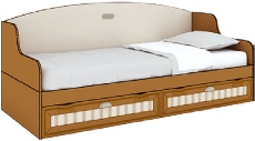 Диван-кровать с боковой спинкой и ящиками №22 Детская мебель Юниор (ШхВхГ): 1936*830*840