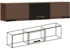 Браун Шоколадный Бархат № 5 шкаф навесной горизонтальный  ШВГ 1500 350 280 мм ― Мебель в Краснодаре