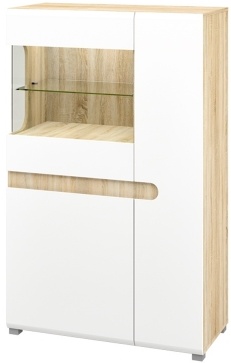 Шкаф с витриной Леонардо МН-026-03 Белый Д 90 x В 144 x Г 42 ― Мебель в Краснодаре