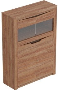 Шкаф двухдверный со стеклом Сорнето Дуб Стирлинг (ШxГxВ): 1070 x 385 x 1500 ― Мебель в Краснодаре