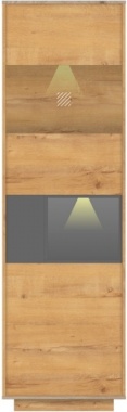 шкаф 637 со стеклом «Вега Бавария» Дуб Бунратти Антрацит  В 2104 Ш 637 Г 406