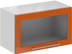 Кухня Олива ШВГС 600 Шкаф верхний горизонтальный, стекло Оранж ― Мебель в Краснодаре