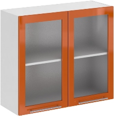 Кухня Олива ШВС 800 Шкаф верхний стекло Оранж ― Мебель в Краснодаре