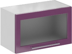 Кухня Олива ШВГС 600 Шкаф верхний горизонтальный, стекло Сирень ― Мебель в Краснодаре