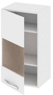 Шкаф верхний со стеклом (левый) (Оливия (Белый универс.)) В_72-40_1ДРс(А) Размеры (Ш×Г×В): 400×323×720 ― Мебель в Краснодаре