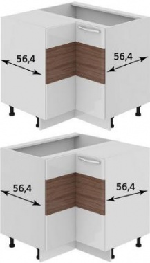 Шкаф нижний угловой с углом 90° (Оливия (Темная)) НУ90_72_2ДР(НУ) Размеры (Ш×Г×В): 900×900×822