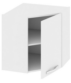 Шкаф верхний угловой с углом 45° (Оливия (Белый универс.)) ВУ45_60-(40)_1ДР Размеры (Ш×Г×В): 600×600×600 ― Мебель в Краснодаре