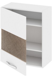 Шкаф верхний со стеклом (левый) (Оливия (Белый универс.)) В_72-60_1ДРс(А) Размеры (Ш×Г×В): 600×323×720 ― Мебель в Краснодаре