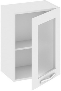Шкаф верхний со стеклом (Оливия (Белый универс.)) В_60-45_1ДРс Размеры (Ш×Г×В): 450×323×600