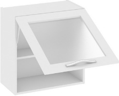 Шкаф верхний со стеклом (Оливия (Белый универс.)) В_60-60_1ДОс Размеры (Ш×Г×В): 600×323×600 ― Мебель в Краснодаре