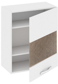 Шкаф верхний со стеклом (правый) (Оливия (Белый универс.)) В_72-60_1ДРс(Б) Размеры (Ш×Г×В): 600×323×720 ― Мебель в Краснодаре