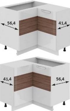 Шкаф нижний нестандартный угловой с углом 90° (Оливия (Темная)) НнУ90_72_2ДР(НнУ) Размеры (Ш×Г×В): 1050×900×822