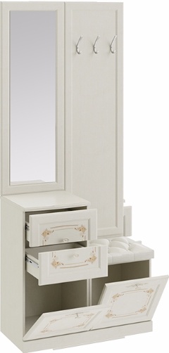 Секция комбинированная с зеркалом и крючками «Лючия» ТД-235.08.03 (Ш×Г×В): 895×429×2161 ― Мебель в Краснодаре