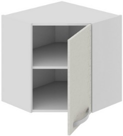 Шкаф верхний угловой с углом 45° (Синга (Крем)) ВУ45_60-(40)_1ДР Размеры (Ш×Г×В): 600×600×600 ― Мебель в Краснодаре