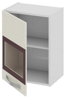 Шкаф верхний со стеклом (левый) (Синга (Крем)) В_60-45_1ДРс(А) Размеры (Ш×Г×В): 450×323×600 ― Мебель в Краснодаре