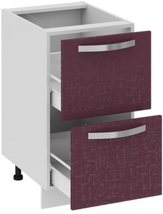 Шкаф нижний с 2-мя ящиками (Синга (Баклажан)) Н2я_72-45_2Я Размеры (Ш×Г×В): 450×582×822 ― Мебель в Краснодаре