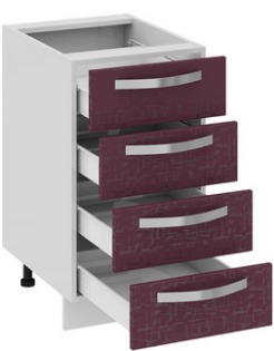 Шкаф нижний с 4-мя ящиками (Синга (Баклажан)) Н4я_72-45_4Я Размеры (Ш×Г×В): 450×582×822 ― Мебель в Краснодаре
