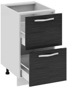 Шкаф нижний с 2-мя ящиками (СКАЙЛАЙН (Черный)) Н2я_72-45_2Я Размеры (Ш×Г×В): 450×582×822 ― Мебель в Краснодаре