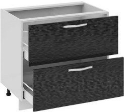 Шкаф нижний с 2-мя ящиками (СКАЙЛАЙН (Черный)) Н2я_72-90_2Я Размеры (Ш×Г×В): 900×582×822 ― Мебель в Краснодаре