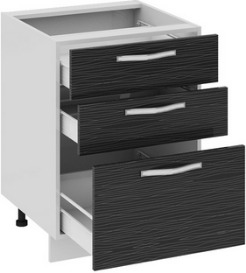 Шкаф нижний с 3-мя ящиками (СКАЙЛАЙН (Черный)) Н3я_72-60_3Я Размеры (Ш×Г×В): 600×582×822 ― Мебель в Краснодаре