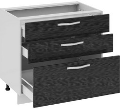 Шкаф нижний с 3-мя ящиками (СКАЙЛАЙН (Черный)) Н3я_72-90_3Я Размеры (Ш×Г×В): 900×582×822
