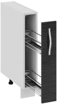 Шкаф нижний с выдвижной корзиной (СКАЙЛАЙН (Черный)) НВК_72-15_ВК Размеры (Ш×Г×В): 150×582×822 ― Мебель в Краснодаре