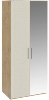 Шкаф для одежды с 1 глухой и 1 зеркальной дверями Николь СМ-295.07.005 R Фон Бежевый (Ш×Г×В): 897×602×2121