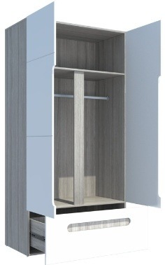 «Палермо» шкаф 2-х створчатый с ящиком Ясень Шимо Ш × В × Г  1068 х 2110 х 560 мм ― Мебель в Краснодаре