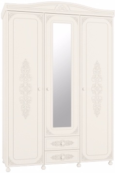 Ассоль. Шкаф трехстворчатый с зеркалом АС-27 Белое Дерево Ш1528хГ566хВ2230