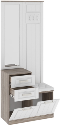 Секция комбинированная с зеркалом и крючками «Прованс» ТД-223.08.03 (Ш×Г×В): 900×436×2178 ― Мебель в Краснодаре