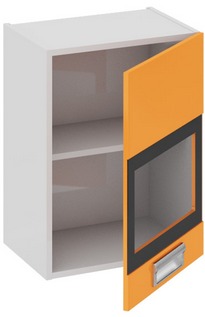Шкаф верхний со стеклом (правый) (БЬЮТИ (Оранж)) В_60-45_1ДРс(Б) Размеры (Ш×Г×В): 450×323×600 ― Мебель в Краснодаре
