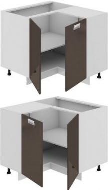 Шкаф нижний нестандартный угловой с углом 90 (БЬЮТИ (Грэй)) НнУ90_72_2ДР(НнУ) Размеры (Ш×Г×В): 1050×900×822