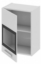 Шкаф верхний со стеклом (левый) В_60-45_1ДРс(А) Фэнтези (Белый универс.) (Ш×Г×В): 450×323×600 ― Мебель в Краснодаре